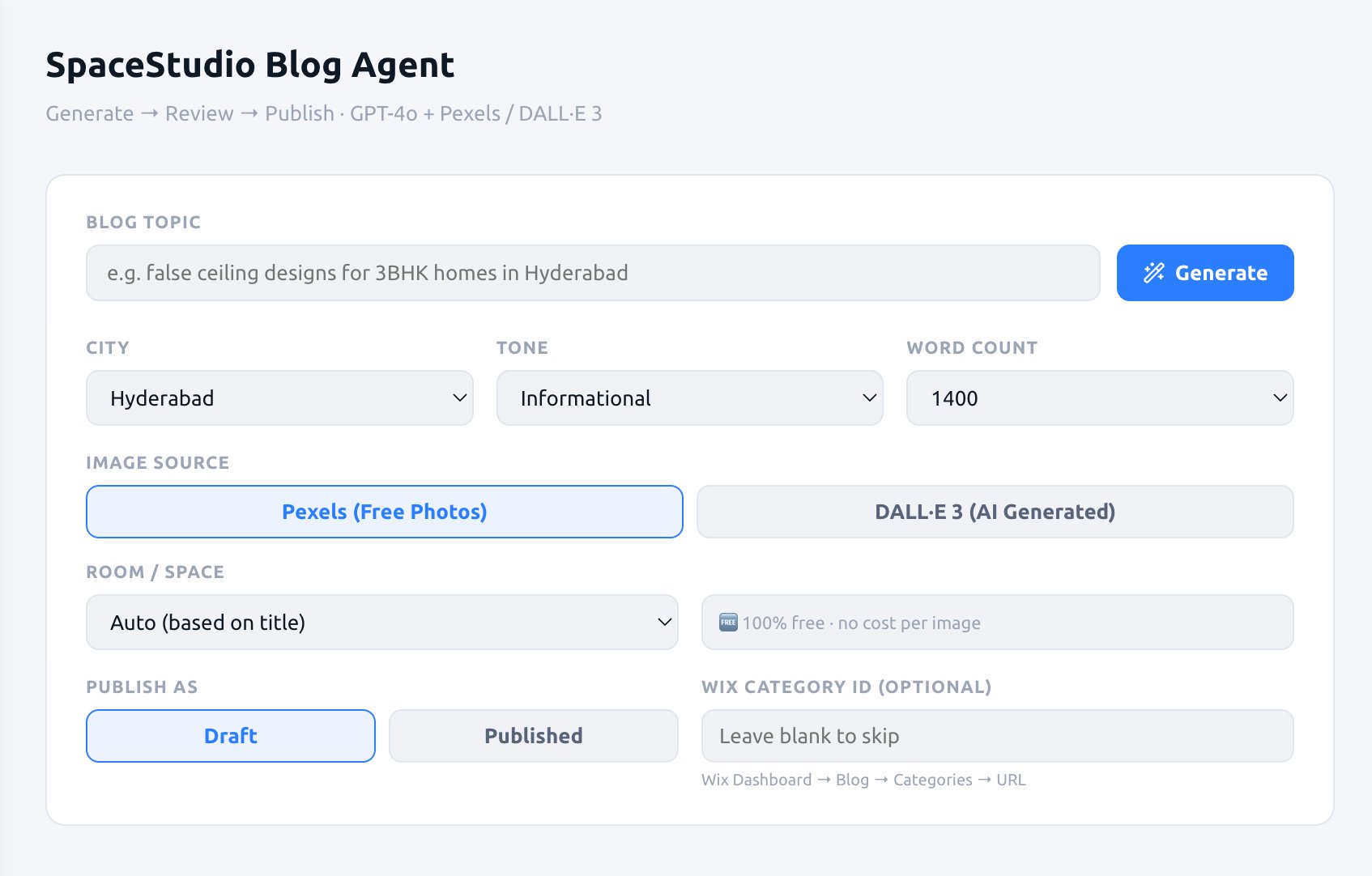 SpaceStudio Blog Agent